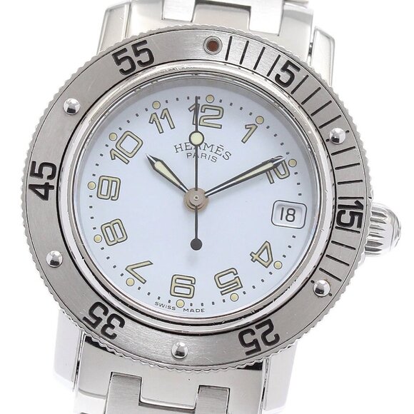 HERMES Clipper diver CL5.210 Date white Dial Quartz Ladies Watch_880739 - Picture 1 of 6